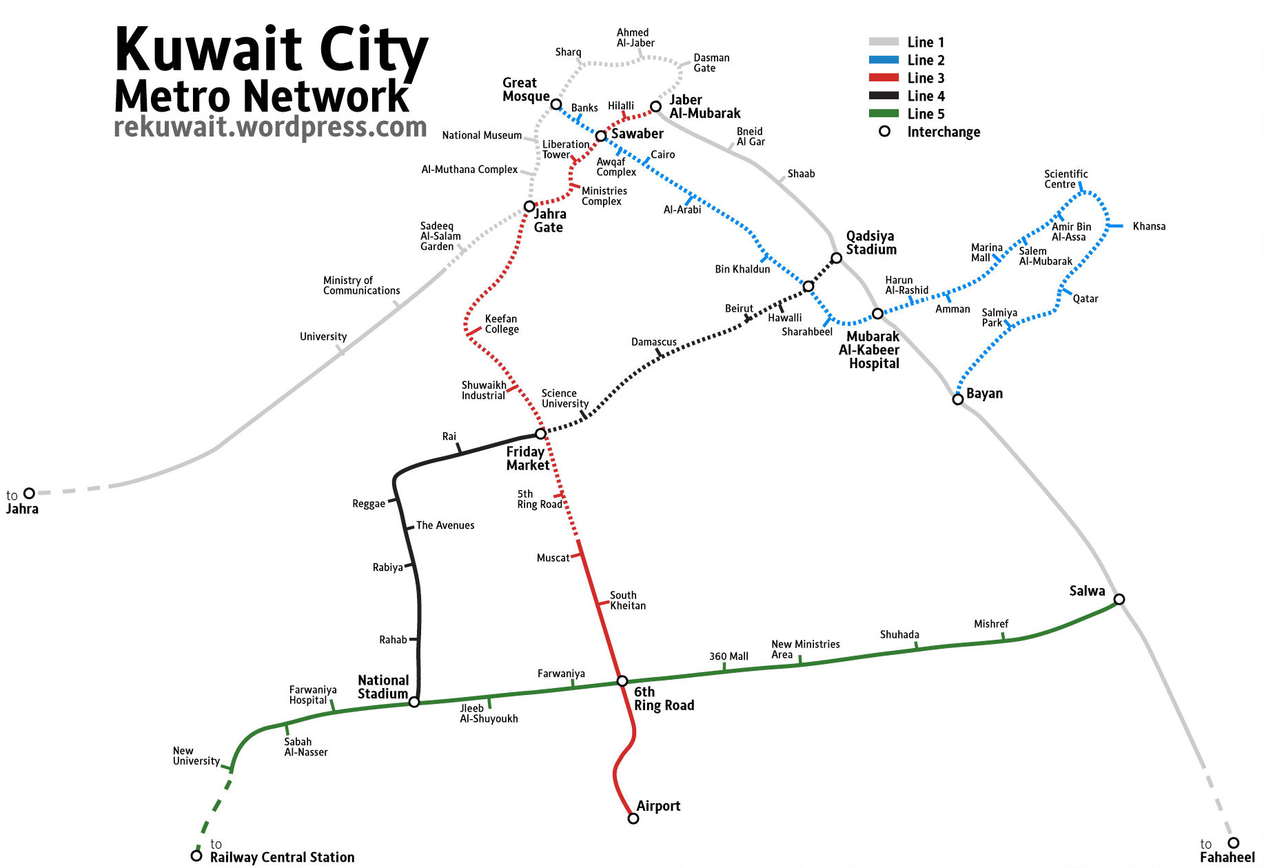 Kuwait Metro Map White